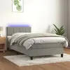 vidaXL Sommier à lattes de lit et matelas et LED Gris clair 90x200 cm