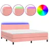 vidaXL Sommier à lattes de lit avec matelas LED Rose 160x200 cm