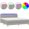 vidaXL Sommier à lattes de lit matelas LED Gris clair 160x200 cm Tissu