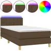 vidaXL Sommier à lattes de lit et matelas et LED Marron foncé 90x200cm