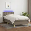 vidaXL Sommier à lattes de lit avec matelas LED Taupe 90x200 cm Tissu