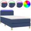 vidaXL Sommier à lattes de lit avec matelas et LED Bleu 80x200cm Tissu