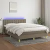 vidaXL Sommier à lattes de lit avec matelas LED Taupe 140x190 cm Tissu