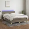 vidaXL Sommier à lattes de lit avec matelas LED Taupe 140x200 cm Tissu