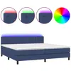 vidaXL Sommier à lattes de lit et matelas et LED Bleu 200x200 cm Tissu