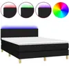 vidaXL Sommier à lattes de lit avec matelas LED Noir 140x190 cm Tissu