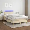 vidaXL Sommier à lattes de lit avec matelas LED Crème 120x200 cm Tissu