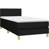 vidaXL Sommier à lattes de lit avec matelas et LED Noir 90x190cm Tissu