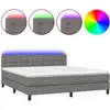 vidaXL Sommier à lattes de lit matelas LED Gris foncé 160x200 cm Tissu