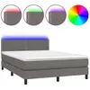 vidaXL Sommier à lattes de lit avec matelas et LED Gris 140x190 cm