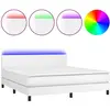 vidaXL Sommier à lattes de lit avec matelas et LED Blanc 160x200 cm