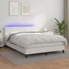 vidaXL Sommier à lattes de lit avec matelas et LED Blanc 140x190 cm