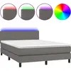 vidaXL Sommier à lattes de lit avec matelas et LED Gris 140x190 cm