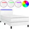 vidaXL Sommier à lattes de lit avec matelas et LED Blanc 90x190cm