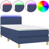vidaXL Sommier à lattes de lit avec matelas et LED Bleu 80x200cm Tissu