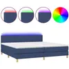 vidaXL Sommier à lattes de lit et matelas et LED Bleu 200x200 cm Tissu