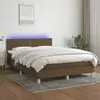 vidaXL Sommier à lattes de lit matelas et LED Marron foncé 140x190 cm