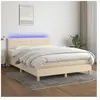 vidaXL Sommier à lattes de lit avec matelas LED Crème 140x200 cm Tissu