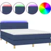 vidaXL Sommier à lattes de lit avec matelas LED Bleu 140x200 cm Tissu