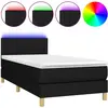 vidaXL Sommier à lattes de lit avec matelas et LED Noir 90x200cm Tissu