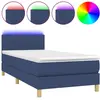 vidaXL Sommier à lattes de lit avec matelas et LED Bleu 80x200cm Tissu