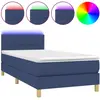 vidaXL Sommier à lattes de lit avec matelas LED Bleu 100x200 cm Tissu