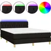 vidaXL Sommier à lattes de lit avec matelas LED Noir 140x200 cm Tissu