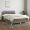 vidaXL Sommier à lattes de lit avec matelas LED Taupe 140x200 cm Tissu