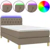 vidaXL Sommier à lattes de lit avec matelas LED Taupe 100x200 cm Tissu