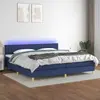 vidaXL Sommier à lattes de lit et matelas et LED Bleu 200x200 cm Tissu