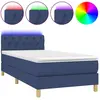 vidaXL Sommier à lattes de lit avec matelas et LED Bleu 80x200cm Tissu