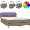 vidaXL Sommier à lattes de lit avec matelas LED Taupe 140x190 cm Tissu