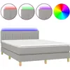 vidaXL Sommier tapissier et matelas et LED Gris clair 140x200 cm Tissu