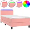 vidaXL Sommier à lattes de lit avec matelas LED Rose 90x200 cm Velours