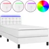 vidaXL Sommier à lattes de lit avec matelas et LED Blanc 100x200 cm