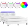 vidaXL Sommier à lattes de lit avec matelas et LED Blanc 140x190 cm