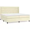 vidaXL Lit boxspring avec matelas Crème 200x200 cm simili-cuir