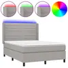 vidaXL Sommier à lattes de lit matelas LED Gris clair 140x190 cm Tissu