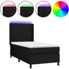 vidaXL Sommier à lattes de lit matelas et LED Noir 80x200cm Tissu