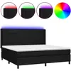 vidaXL Sommier à lattes de lit et matelas et LED Noir 200x200 cm Tissu