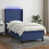 vidaXL Sommier à lattes de lit matelas et LED Bleu 90x200 cm Tissu
