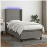 vidaXL Sommier à lattes de lit matelas LED Gris foncé 100x200 cm Tissu