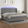 vidaXL Sommier à lattes de lit matelas LED Gris foncé 200x200 cm Tissu