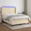 vidaXL Sommier à lattes de lit matelas LED Crème 140x190 cm Tissu