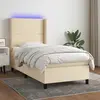 vidaXL Sommier à lattes de lit matelas LED Crème 90x190 cm Tissu