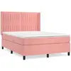 vidaXL Sommier à lattes de lit avec matelas Rose 140x190 cm Velours