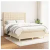 vidaXL Sommier à lattes de lit avec matelas Crème 140x200 cm Tissu