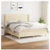 vidaXL Sommier à lattes de lit avec matelas Crème 160x200 cm Tissu