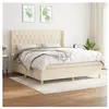 vidaXL Sommier à lattes de lit avec matelas Crème 160x200 cm Tissu