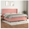 vidaXL Sommier à lattes de lit avec matelas Rose 200x200 cm Velours